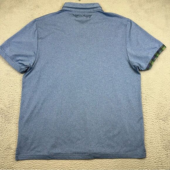 William Murray Polo Shirt Mens XXL Blue Golf Stretch Performance Contrast Plaid - Picture 6 of 16